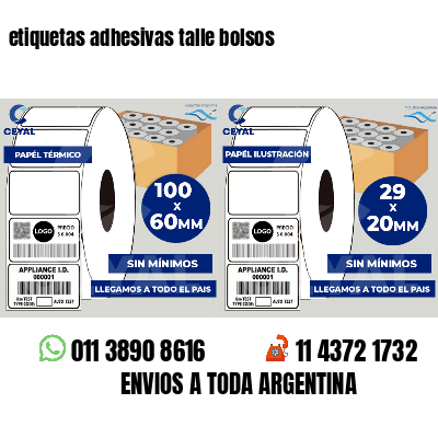 etiquetas adhesivas talle bolsos