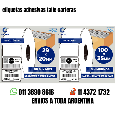 etiquetas adhesivas talle carteras