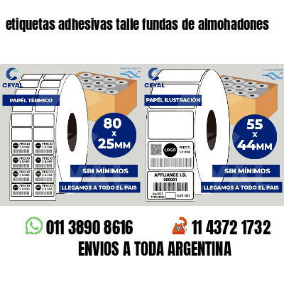 etiquetas adhesivas talle fundas de almohadones
