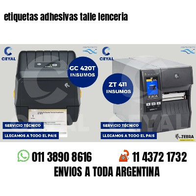 etiquetas adhesivas talle lenceria