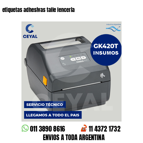 etiquetas adhesivas talle lenceria