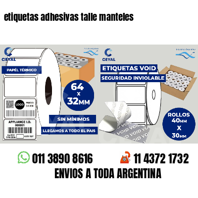 etiquetas adhesivas talle manteles