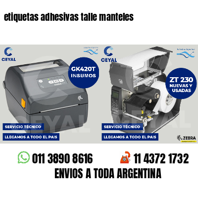 etiquetas adhesivas talle manteles