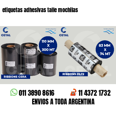 etiquetas adhesivas talle mochilas