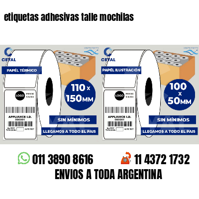 etiquetas adhesivas talle mochilas