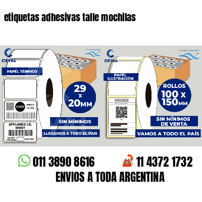 etiquetas adhesivas talle mochilas