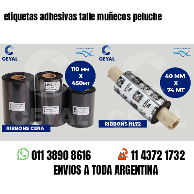 etiquetas adhesivas talle muñecos peluche