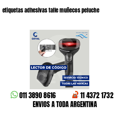 etiquetas adhesivas talle muñecos peluche