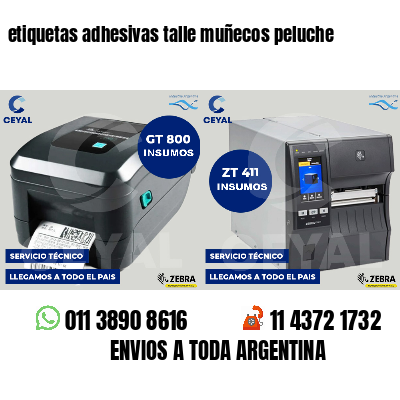 etiquetas adhesivas talle muñecos peluche