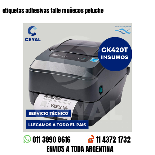 etiquetas adhesivas talle muñecos peluche