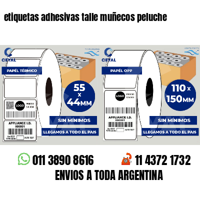 etiquetas adhesivas talle muñecos peluche