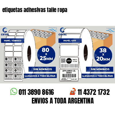 etiquetas adhesivas talle ropa