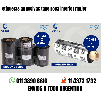 etiquetas adhesivas talle ropa interior mujer