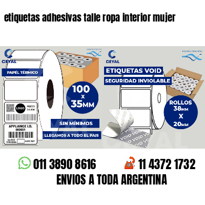 etiquetas adhesivas talle ropa interior mujer
