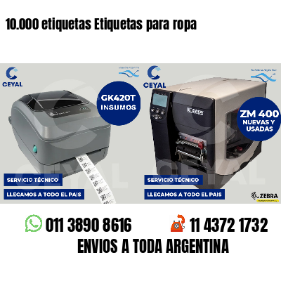 10.000 etiquetas Etiquetas para ropa