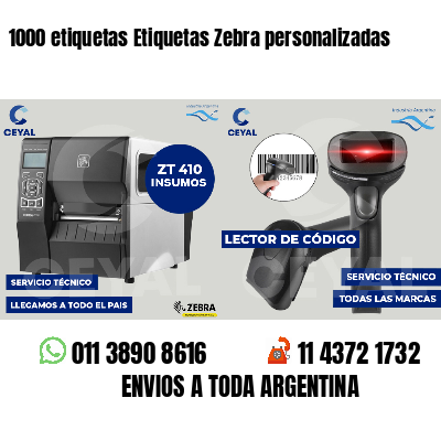 1000 etiquetas Etiquetas Zebra personalizadas