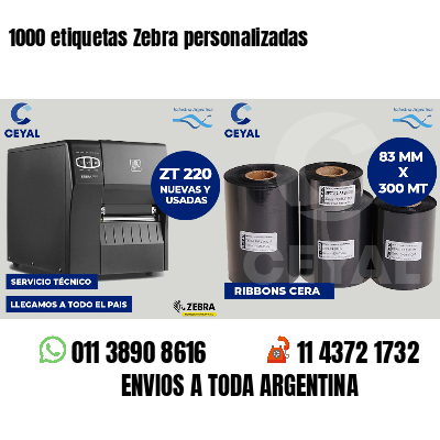 1000 etiquetas Zebra personalizadas