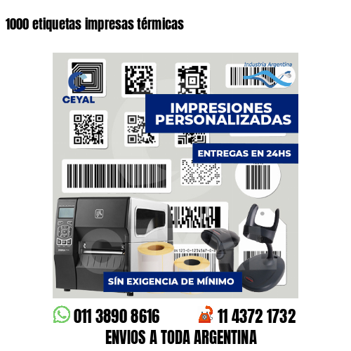 1000 etiquetas impresas térmicas