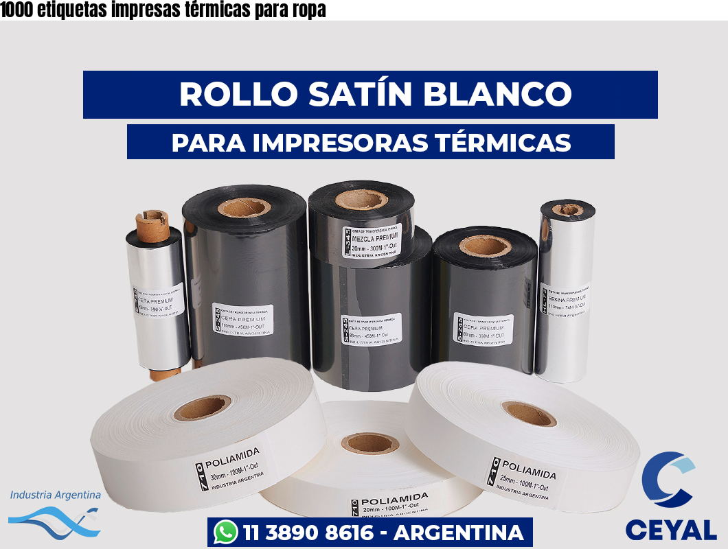 1000 etiquetas impresas térmicas para ropa
