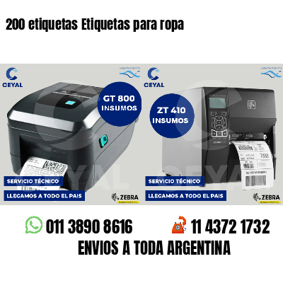 200 etiquetas Etiquetas para ropa