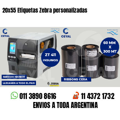 20x55 Etiquetas Zebra personalizadas