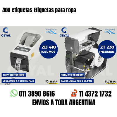 400 etiquetas Etiquetas para ropa