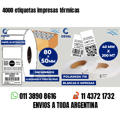 4000 etiquetas impresas térmicas