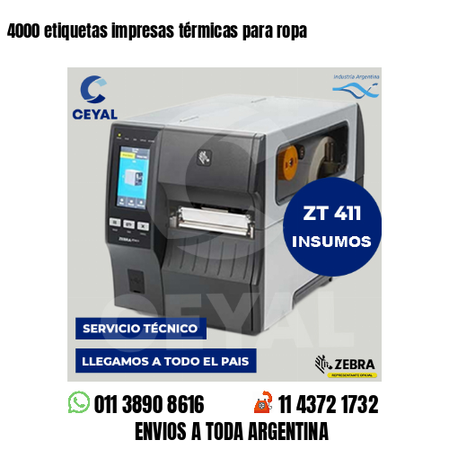 4000 etiquetas impresas térmicas para ropa