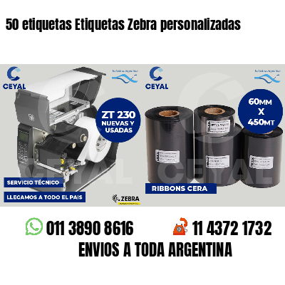 50 etiquetas Etiquetas Zebra personalizadas