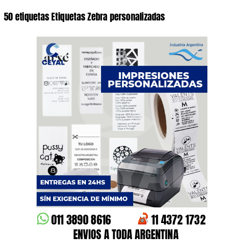 50 etiquetas Etiquetas Zebra personalizadas