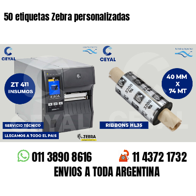 50 etiquetas Zebra personalizadas