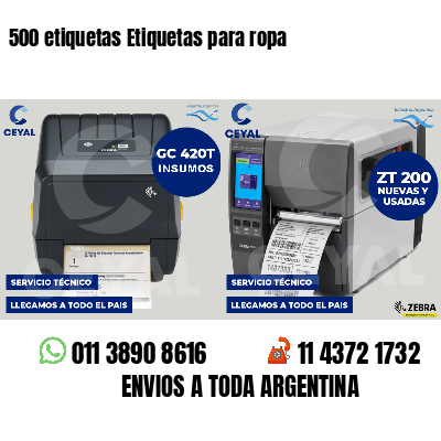 500 etiquetas Etiquetas para ropa