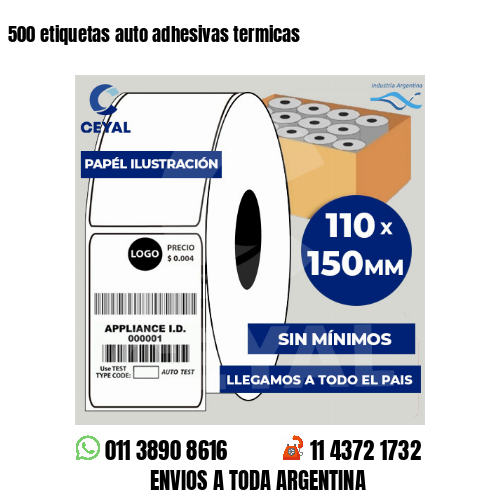 500 etiquetas auto adhesivas termicas