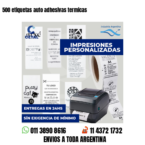 500 etiquetas auto adhesivas termicas