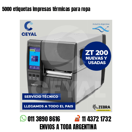 5000 etiquetas impresas térmicas para ropa