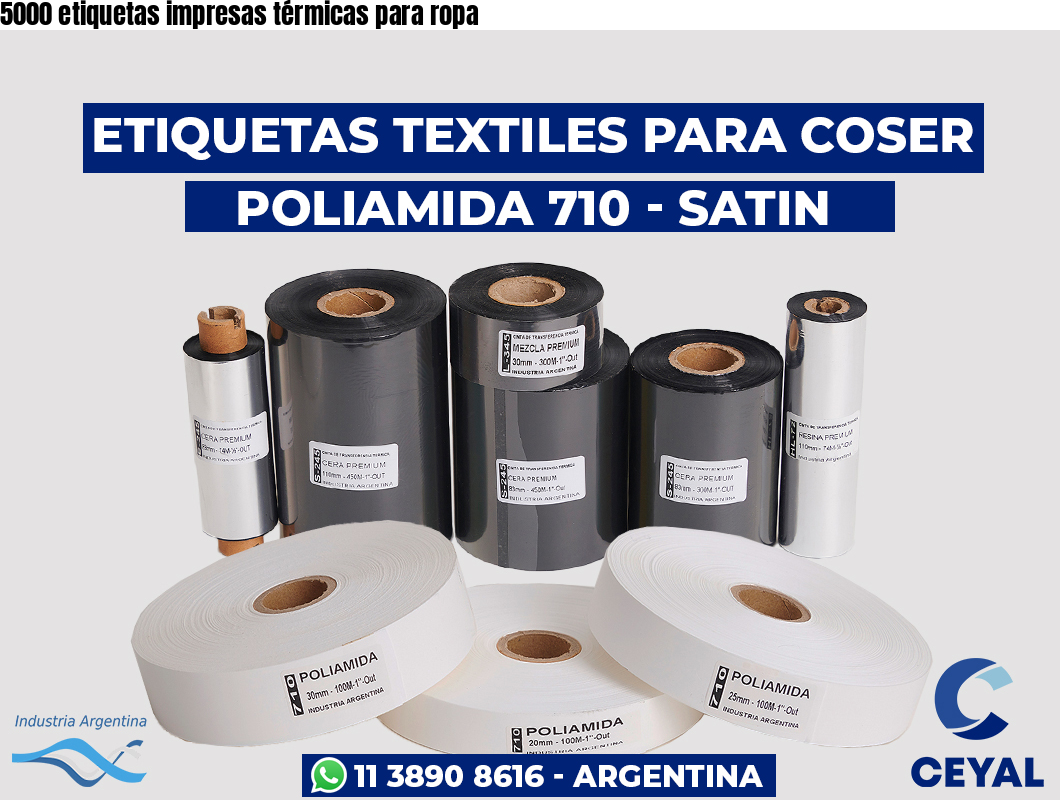 5000 etiquetas impresas térmicas para ropa