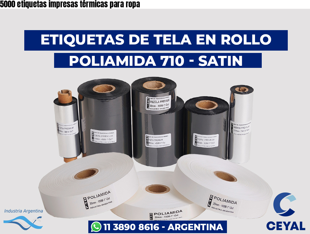 5000 etiquetas impresas térmicas para ropa