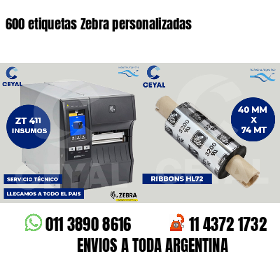 600 etiquetas Zebra personalizadas