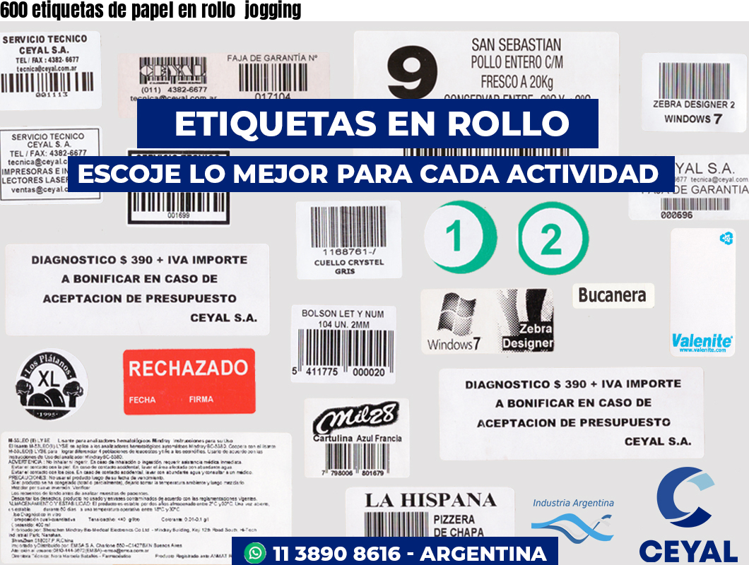 600 etiquetas de papel en rollo  jogging
