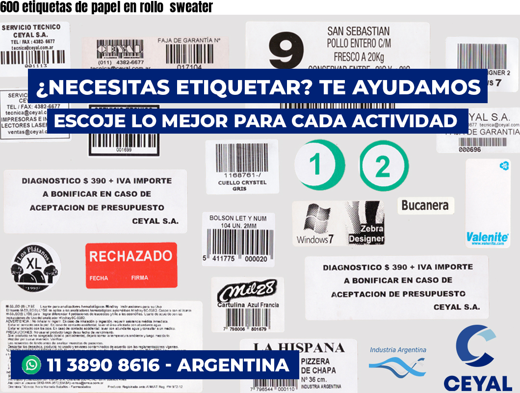600 etiquetas de papel en rollo  sweater