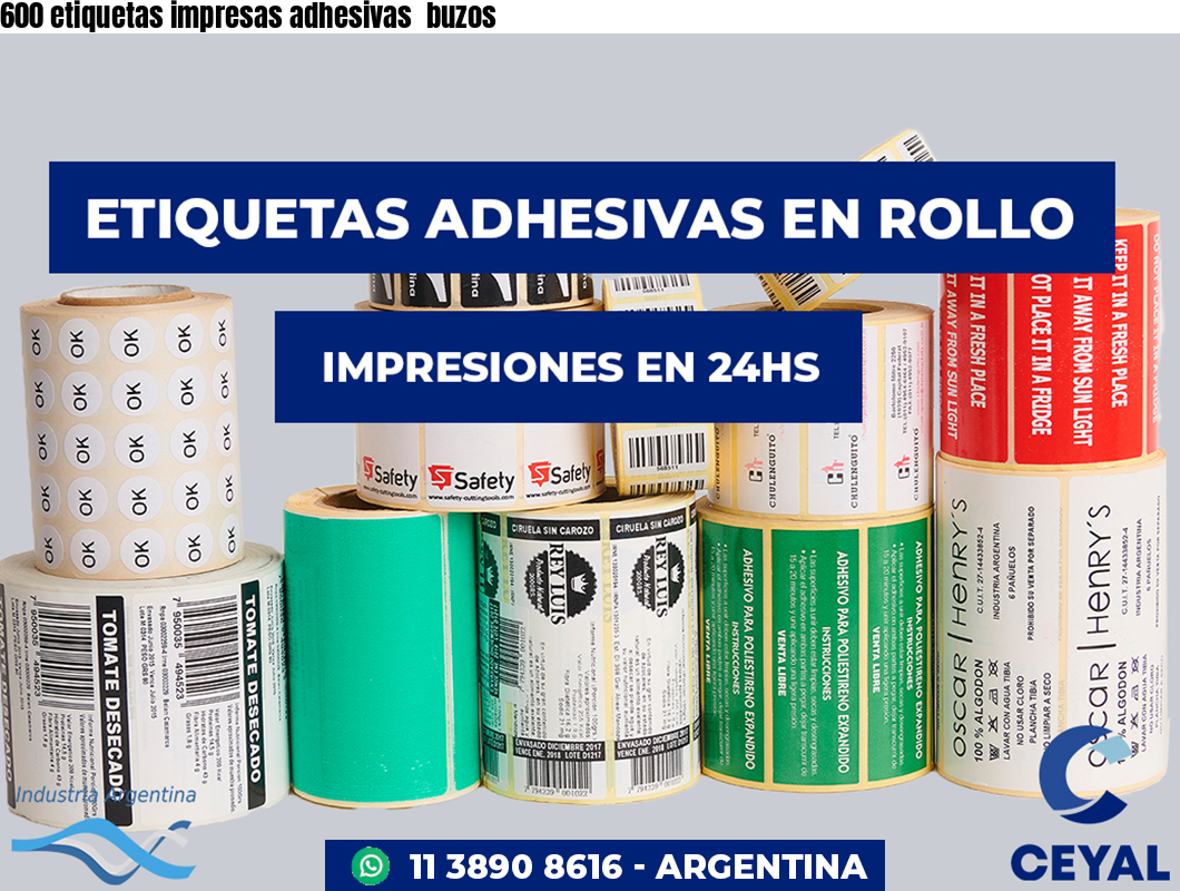 600 etiquetas impresas adhesivas  buzos