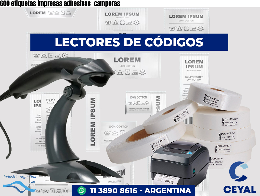 600 etiquetas impresas adhesivas  camperas