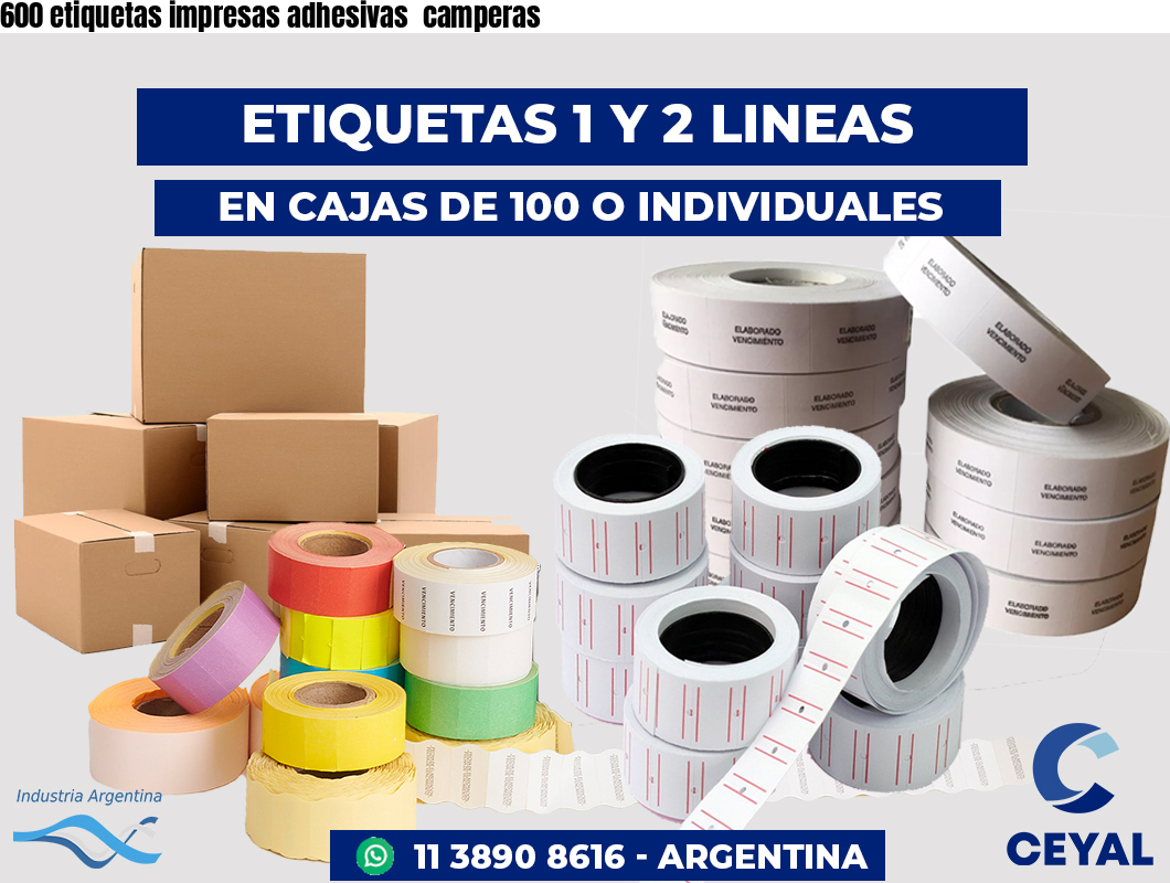 600 etiquetas impresas adhesivas  camperas