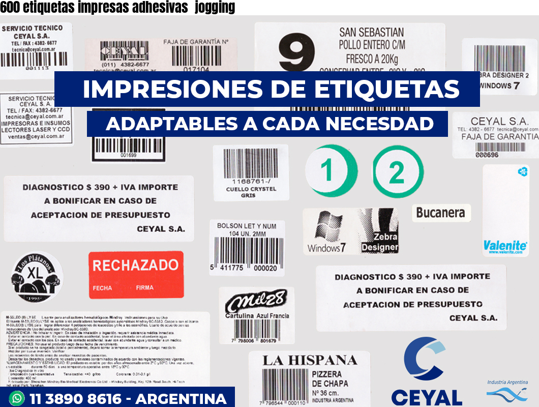 600 etiquetas impresas adhesivas  jogging