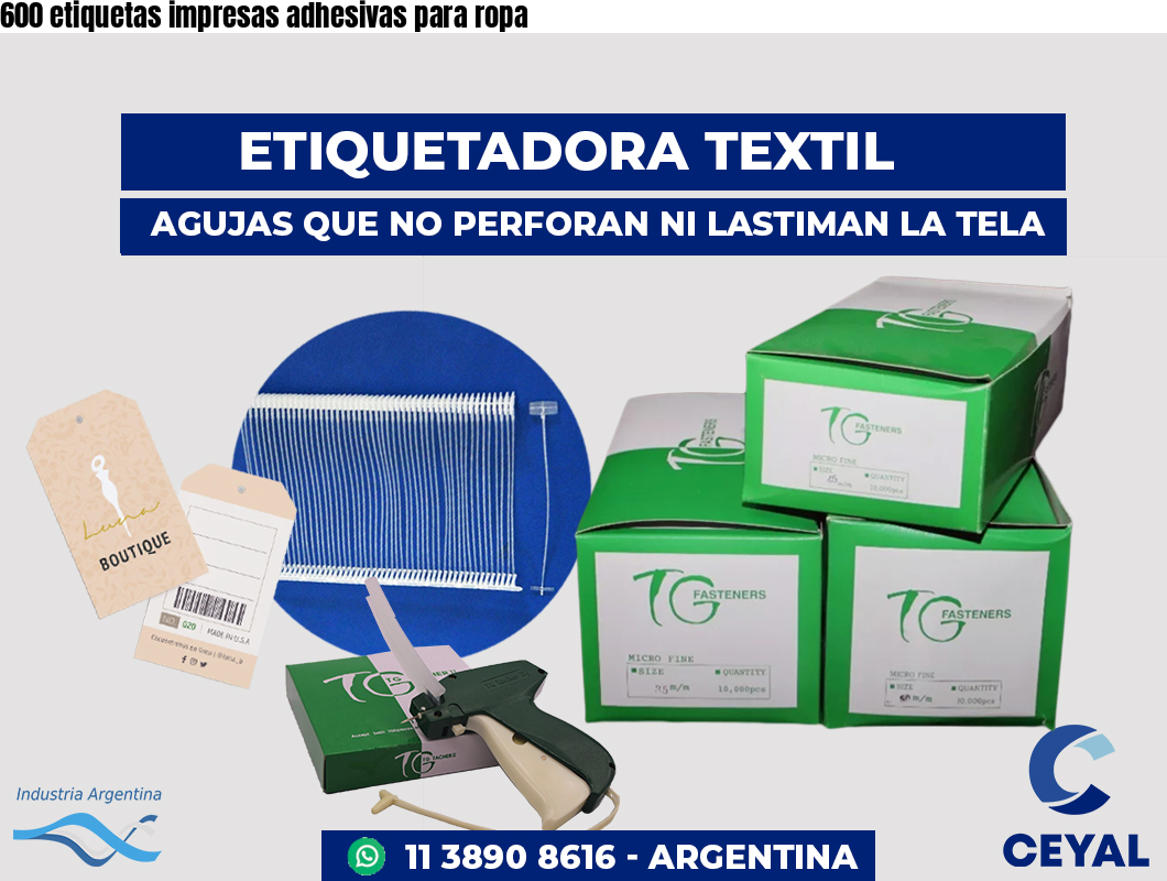 600 etiquetas impresas adhesivas para ropa