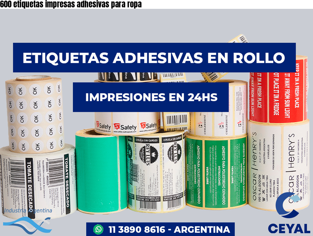 600 etiquetas impresas adhesivas para ropa
