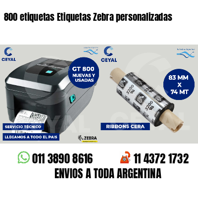 800 etiquetas Etiquetas Zebra personalizadas