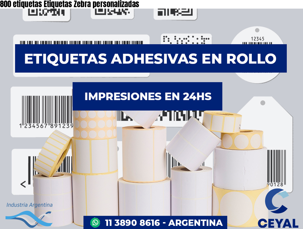 800 etiquetas Etiquetas Zebra personalizadas