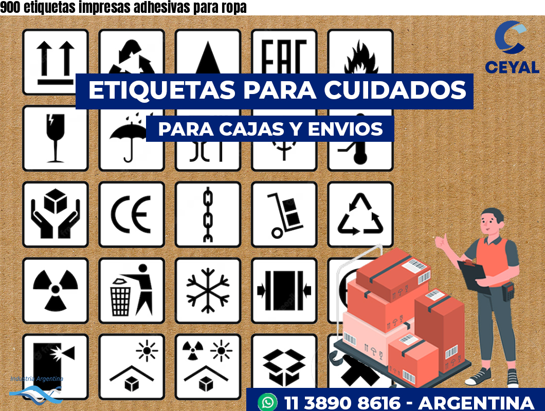 900 etiquetas impresas adhesivas para ropa