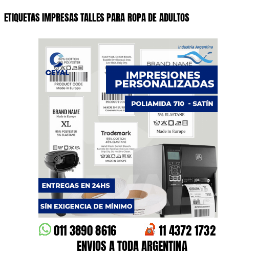 ETIQUETAS IMPRESAS TALLES PARA ROPA DE ADULTOS
